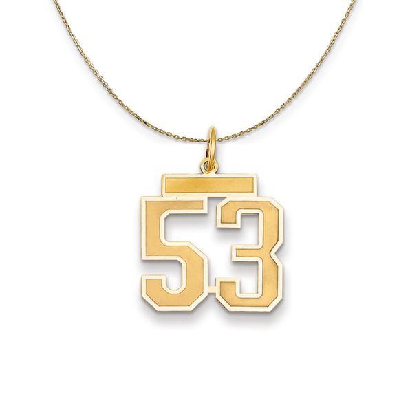 14k Yellow Gold, Jersey, Med Number 53 Necklace - 24 Inch - Picture 1 of 7